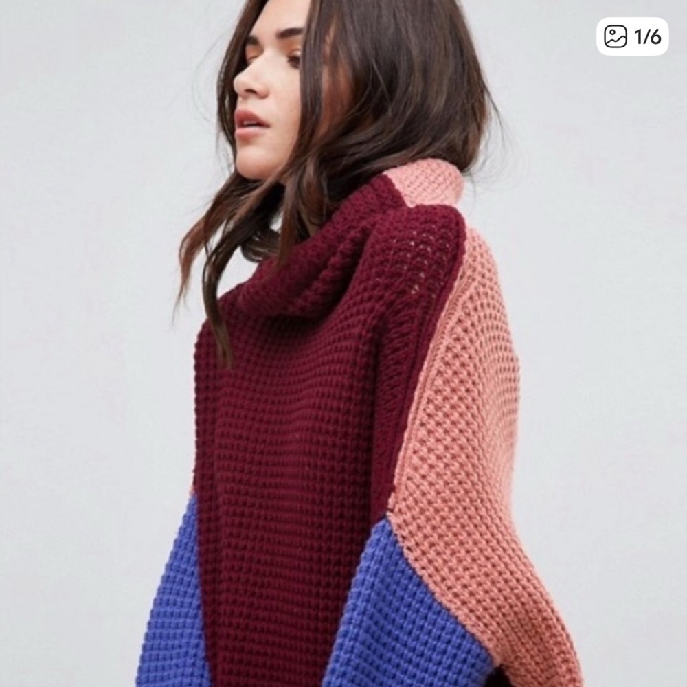 Free People Color Block Sweater